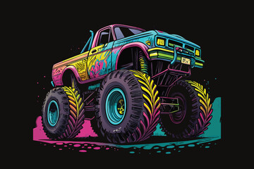 Bold and Bright Monster Truck Ride vector © somaiya