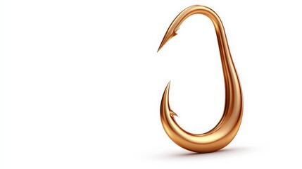 Obraz premium Golden Fish Hook: A close-up shot of a gleaming golden fishhook, isolated against a clean background. Perfect for concepts related to fishing, catching, or grabbing attention.