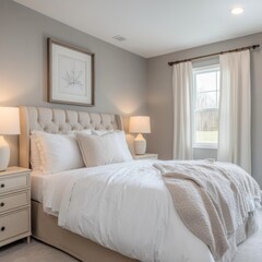 Bedroom Decor with Soft Gray and Beige Accents