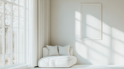 minimalistic white living room interior