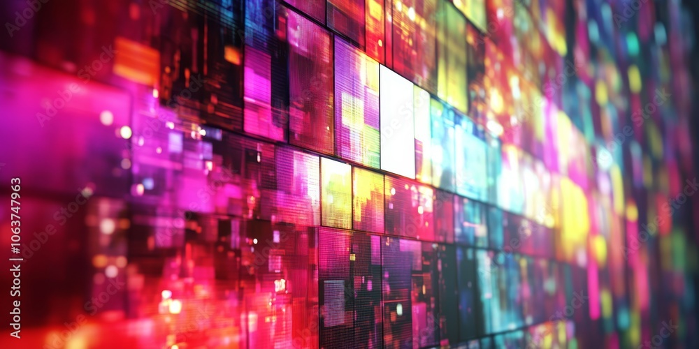 Poster an absolutely stunning and vibrant array of colorful abstract tiles that create a truly dynamic visu