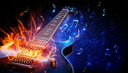 Fototapeta premium Metal Rock Album Cover Ignited Strings The Fiery Rhythm of Musical Passion