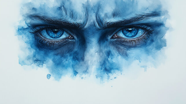  Intense blue eyes surrounded by smoky shadows