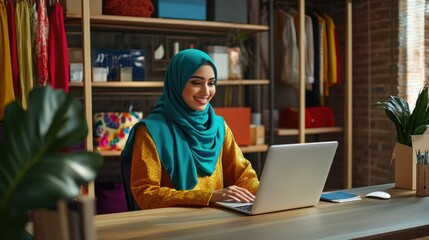 The Woman with Laptop Smiling