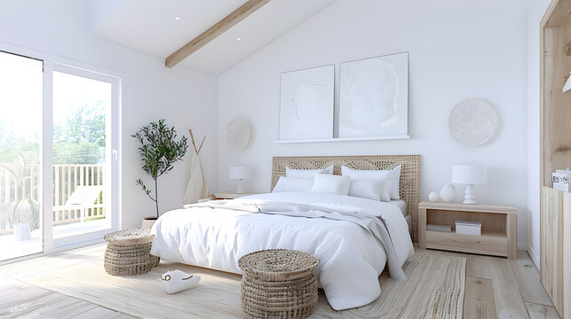 Decorating a parental bedroom: a coin repose and calm and decorating a parental bedroom. 3D render.
