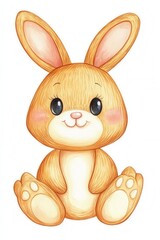 Obraz premium Adorable hand-drawn sitting bunny with big eyes