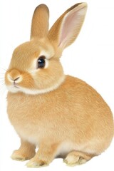 Obraz premium Cute fluffy brown rabbit on white background