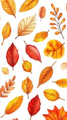 Autumn leaves pattern in warm colors