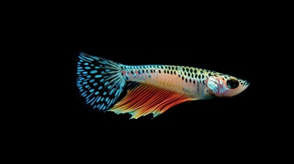 Colorful Betta Fish with Black Background