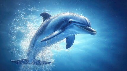 Naklejka premium Playful Dolphin Leaping Through Clear Ocean Waters