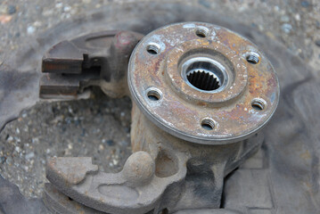 car wheel hub close up. car repair