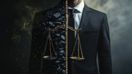 Corruption vs. Integrity: Create a split image showing the contrast between corrupt practices and ethical behavior.