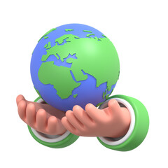 3D Save Earth Icon, suitable for environmental conservation, earth protection campaigns, and eco-awareness initiatives.
