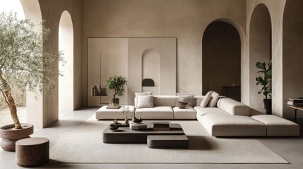 Modern Minimalist Living Room with Natural Elements