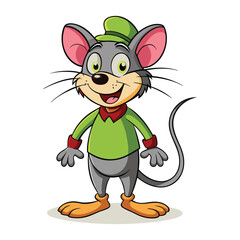 funny mouse on white background