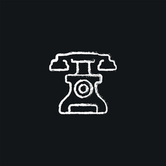 Retro phone chalk icon. Thin line customizable illustration. Contour symbol. Vector isolated outline drawing.