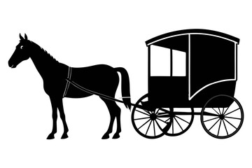 Amish buggy pulled by horse silhouette vector illustration 