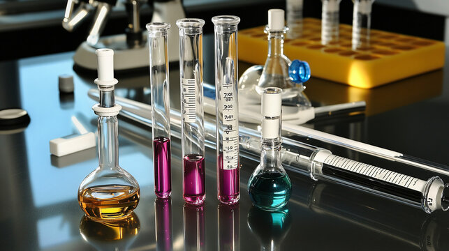 scientific glassware arrangement showing various burette types