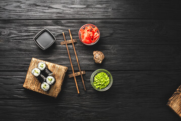 Minimalist Sushi Setup with Wasabi and Pickled Ginger