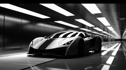 Fototapeta premium Dramatic Lighting Highlights Supercar Design