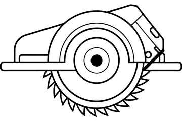 Electric circular saw line art vector illustration 