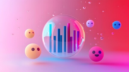 Sentiment Analysis Conversation Bubble with Bot and Colorful Trend Chart