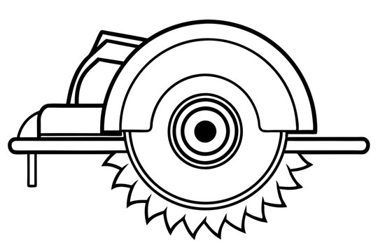 recommend clip art: Electric circular saw line art vector illustration 