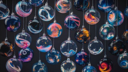 Fototapeta premium Cosmic Ornaments Galaxy Themed Christmas Decorations