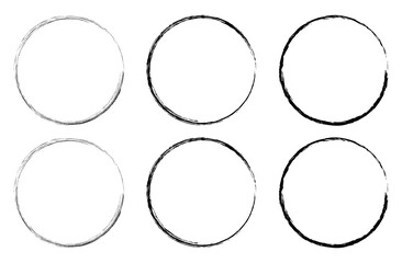 Set of grunge circles, Grunge round shapes, frame border, Vector illustration. hand drawn paint brush circle logo frame vector. Vector illustration. Eps file 19.