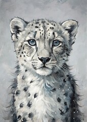 Obraz premium captivating cinematic painting featuring a portrait of leopard wall art and poster style