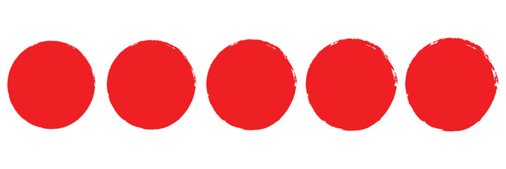 Red grunge dirty circles. Brush-paint vector textures. Round vector isolated on white background. Vector illustration. Eps file 27.