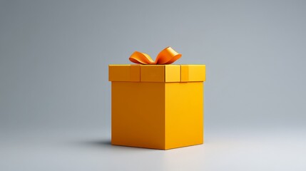 Amber Gift Box with Orange Ribbon: A minimalist, 3D-rendered image of a hexagon-shaped gift box in amber, tied with an elegant orange ribbon.