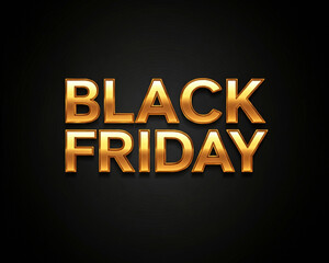 Der „Black Friday“-Schriftzug in glänzender goldener Farbe steht auf einem schwarzen Hintergrund und vermittelt Eleganz und Exklusivität. Generative KI.
