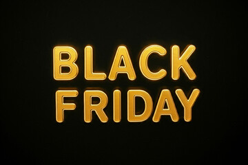 Obraz premium Der „Black Friday“-Schriftzug in leuchtend goldener Schrift hebt sich von einem dunklen Hintergrund ab und vermittelt ein Gefühl von Exklusivität und Luxus. Generative KI.