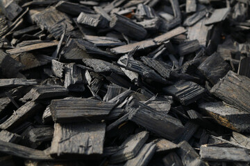 Close-up of black-colored wood chips