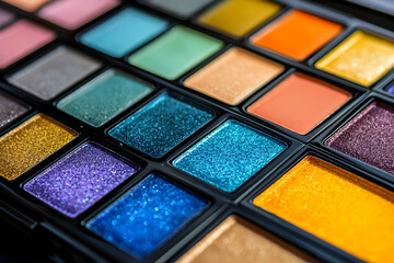 Vibrant array of colorful eyeshadow palettes ready for creative makeup artistry