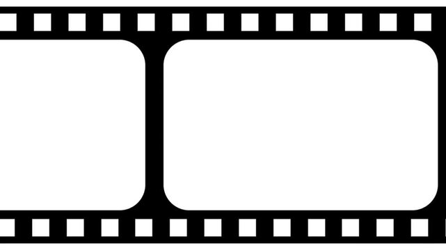 film strip background Film frame texture with sprocket hole on white screen. moving back and forth, Old Film reel strip rolling overlay