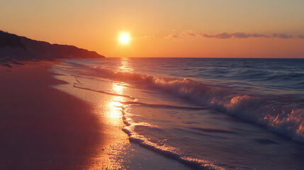 Obraz premium reflection of the sunset on the beach