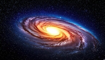 Obraz premium A stunning view of a spiral galaxy glowing amidst the vast cosmos, showcasing stars and celestial phenomena in deep space beauty. 