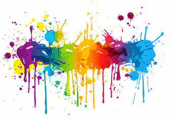 Fototapeta premium Colorful vector illustration of paint splashes on a white background, colorful ink splash, vector illustration, flat design, colorful vector art, colorful splatters