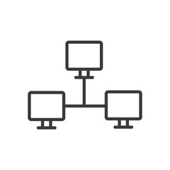 Computer Network, icon in line design. Computer, network, connectivity, data, communication, infrastructure, security on white background vector. Computer Network editable stroke icon