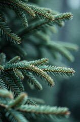 Christmas tree close, macro background of spruce branches