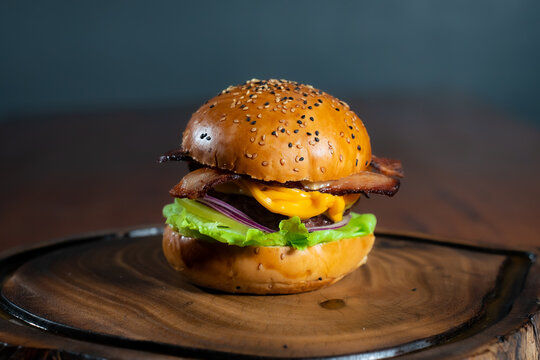hamburger on a plate