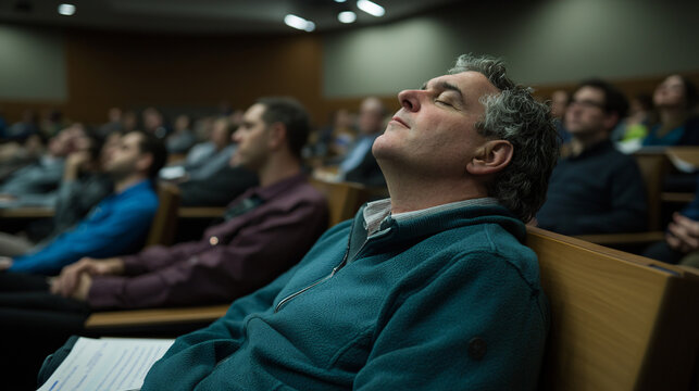 sleepy audience members during lengthy presentation