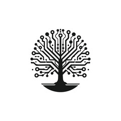tech tree logo vector, tech tree electrical circuit logo, tree tech logo creative digital system design,  Innovative digital technology concept business icon. Vector illustration.