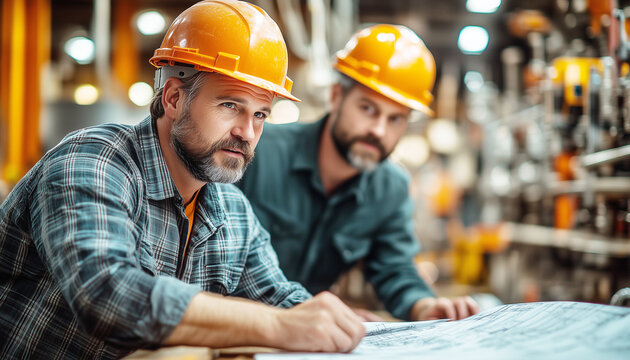 Proyectos de ingenier&iacute;a y construcci&oacute;n.
Ingenieros y equipo de trabajo dentro del sitio de construcci&oacute;n observando el plan del proyecto.