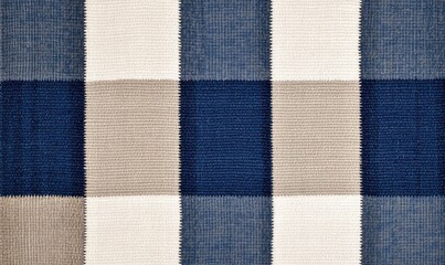Fototapeta premium Textured fabric pattern featuring blocks of blue and beige shades, perfect for design projects or textile backgrounds.