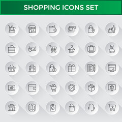 Shopping outline icon set. Set of shopping cart icons. Collection of web icons for online store, from various cart icons in various shapes.