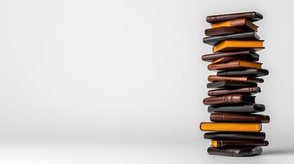 Tower of Knowledge: A tall stack of leather-bound books reaches towards the sky, symbolizing the vast potential and wisdom contained within literature.