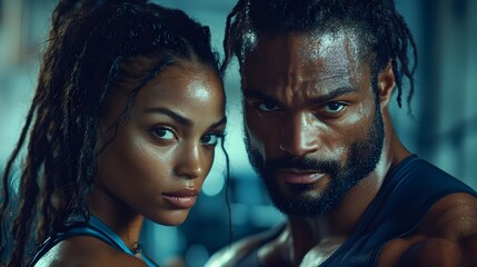 Dedicated Personal Trainer Guiding and Motivating Client Through Effective Strength and Cardiovascular Gym Workout Session to Achieve Fitness Goals